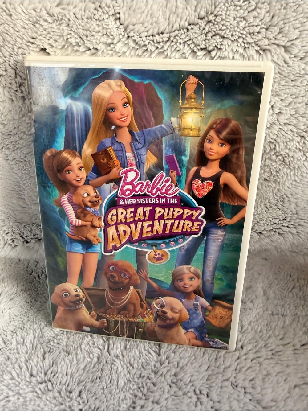 Barbie DVD Cover with Pink, Purple and Blue Accents